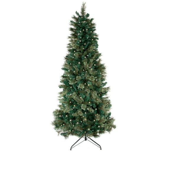 Flexible Flyer 6 ft Cashmere Christmas Tree Pre-Lit 250 Multi-Color LED Lights Full Realistic Green