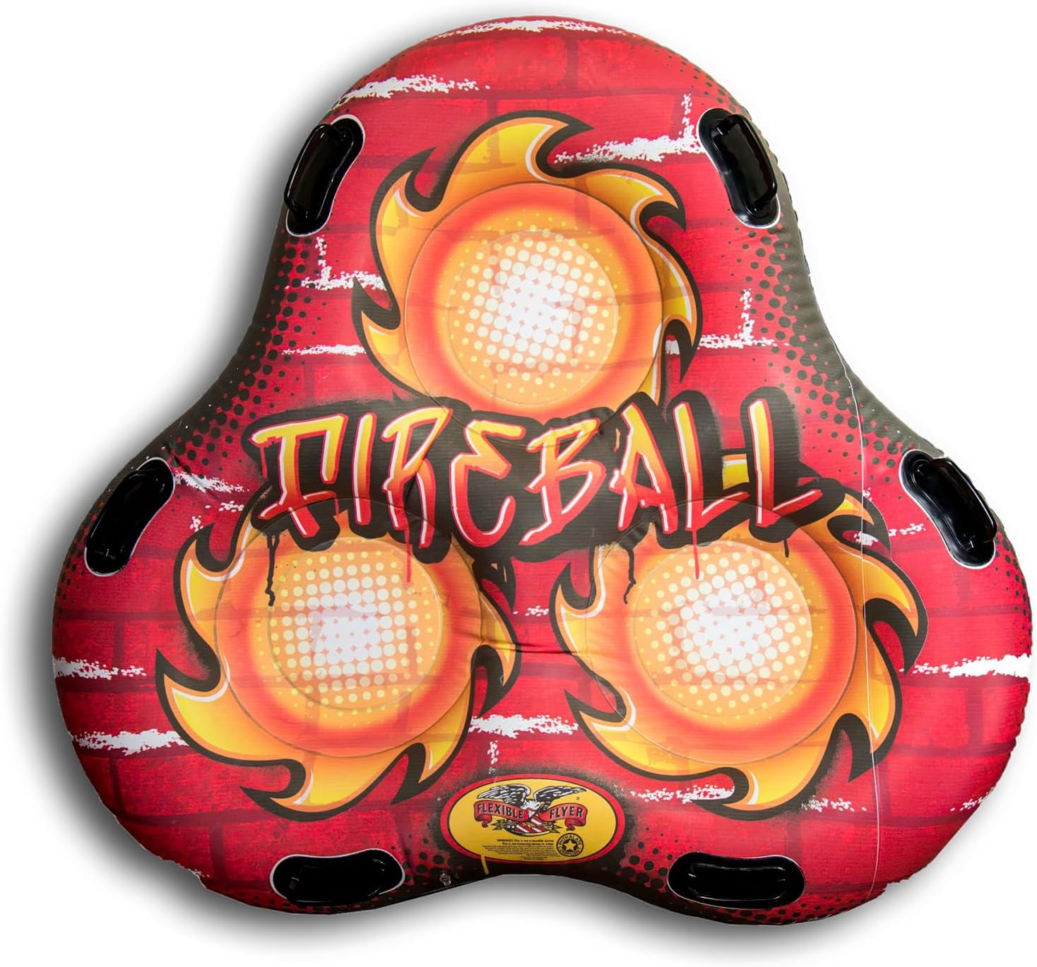 Flexible Flyer 60" Fireball Inflatable Tube Sled - 3-Person Snow Tube and Large Pool Float for Year Round Fun - Heavy Duty Triple Sled with Handles for Kids and Adults