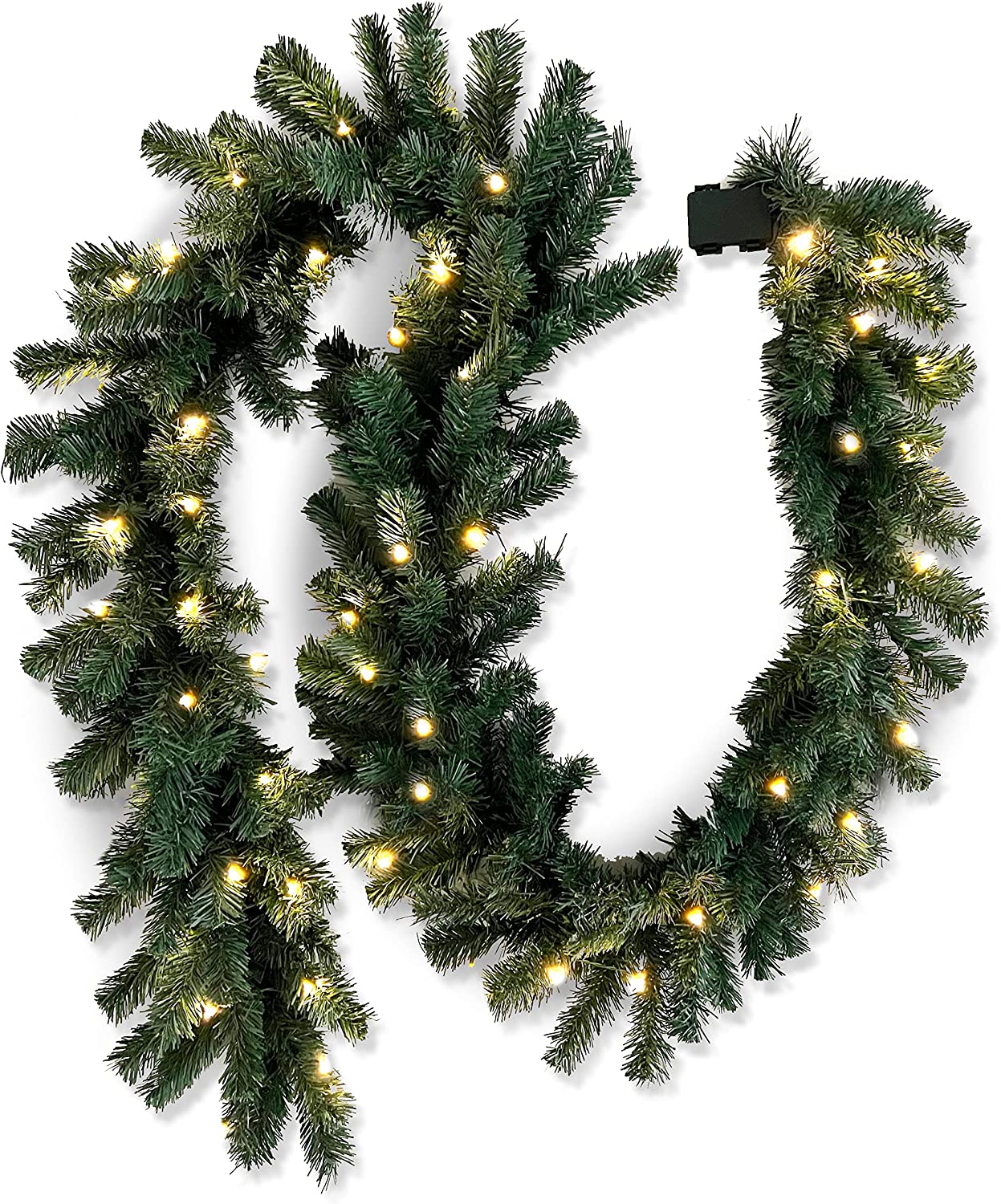 Flexible Flyer 9 Ft Battery Operated Garland with Lights. 9’ PreLit LED Lighted Christmas Xmas
