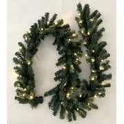 Flexible Flyer 9 Ft Battery Operated Garland with Lights. 9  Pre-Lit LED Lighted Christmas Xmas Evergreen Pine for Front Door Railing