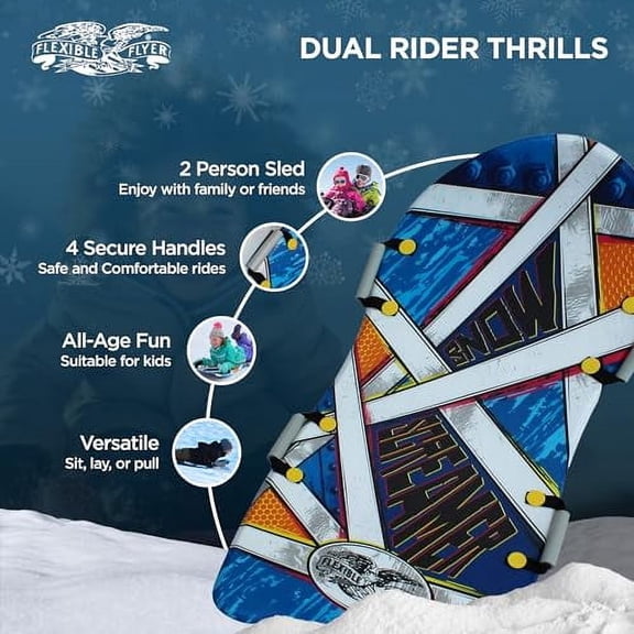 Flexible Flyer Lightweight Foam Slider, Adult and Kids Snow Play Sled with Handles, Winter Toboggan Sled for Ages 5 and Up