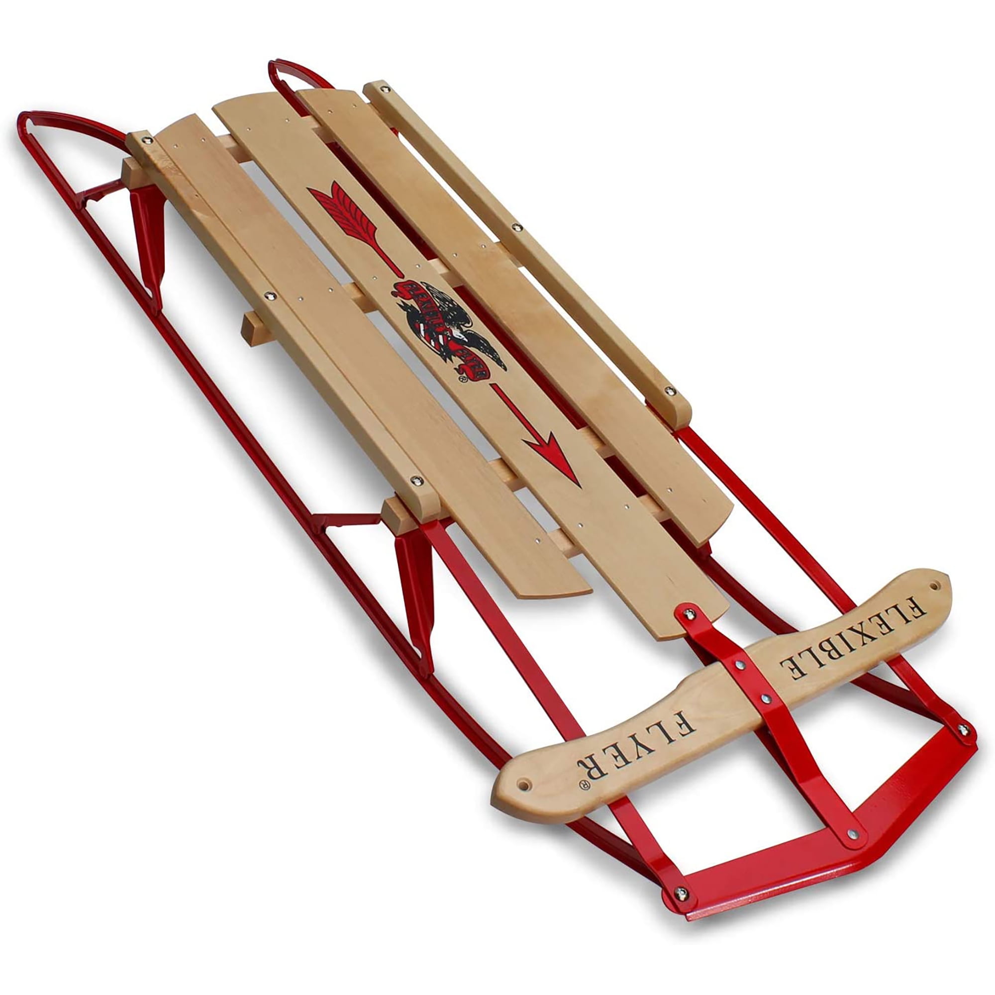 Open Box Flexible Flyer Metal Runner Steel/Wood 48" Long Snow Sled for Kids