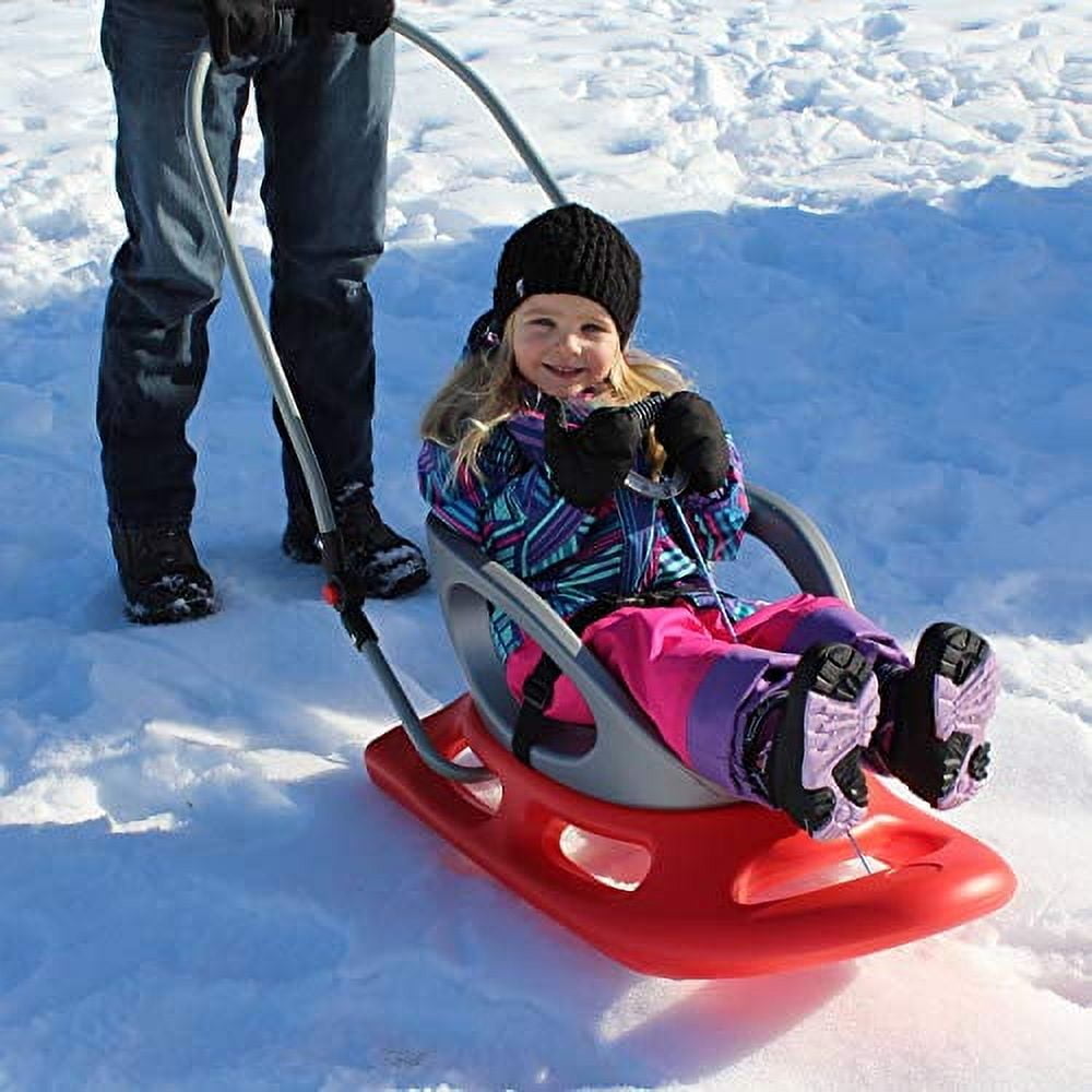 Flexible Flyer Portable Snow Stroller Baby Sled. Toddler Boggan Infant Sleigh, red, 33 x 14 x 17 inches