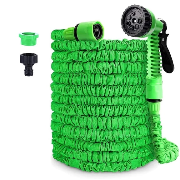 Flexible Garden Hose 25ft, Leak-Proof Water Hose with 7 Spray Modes, Tangle-Free Outdoor Hose for Lawn Watering & Car Wash, Green