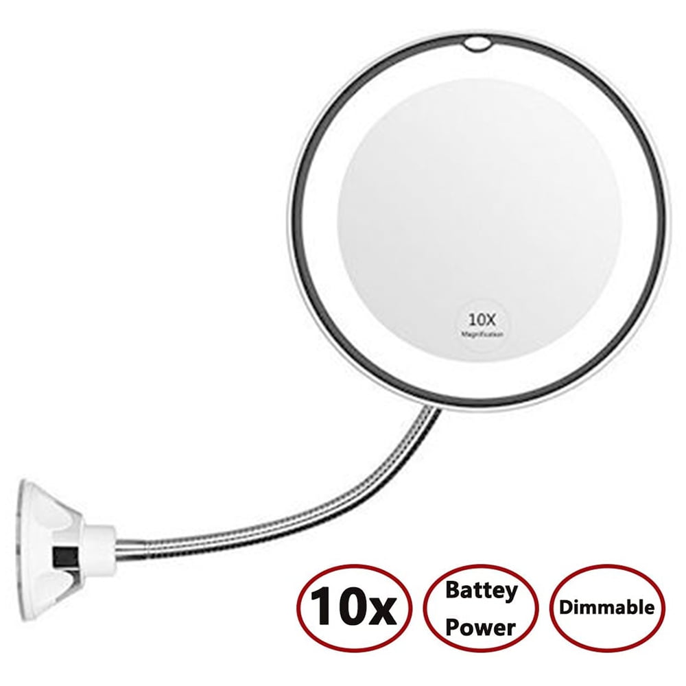 Flexible Gooseneck Magnifying LED Lighted Makeup Mirror, Bathroom