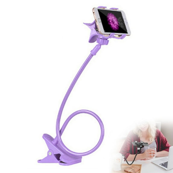 Flexible Gooseneck Phone Holder - Adjustable Mobile Stand with Clip for Bedside & Desk - Versatile Hands- Cell Phone Mount - Lazy Bracket for Comfortable Viewing