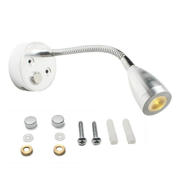 Flexible Gooseneck USB RV Reading Light DC10-30V 3W 3-Tone LED Interior Lights for Campers RV and Boats Silver,1 * Reading Light 1 set * Mounting screw accessories,Silver