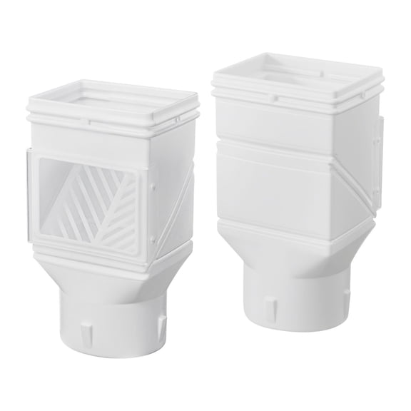 Flexible Gutter Downspout Diverter, Fits 2x3" or 3x4" Inlet, White Rainwater Collection System Kit with Mesh Screen&4" Outlet