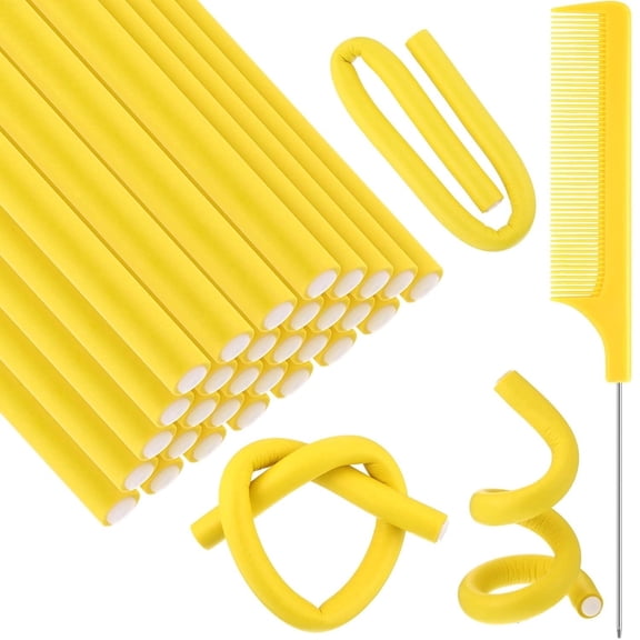 Flexible Hair Rollers,Small Flexible Rods,Hair Curlers,9.45" x 0.55" Soft Foam Hair Curlers,No Heat Bendable Curling Rods for Short Medium Long Hair,Random Color(30 Pcs)