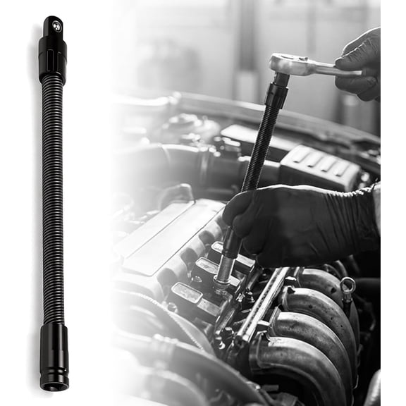 Flexible Impact Socket Extension Bar for Hard to Reach, 1/2 Bendable Shaft Extension Extender Torque Ratchet Spanners, Spring Steel Wrench Connecting Rod for Tight Spaces Repair (350mm/13.7inch)