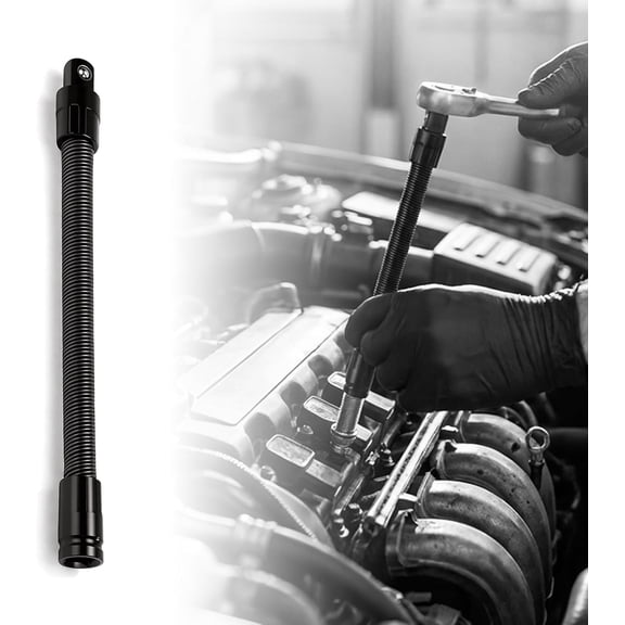 Flexible Impact Socket Extension Bar for Hard to Reach, 1/2 Bendable Shaft Extension Extender Torque Ratchet Spanners, Spring Steel Wrench Connecting Rod for Tight Spaces Repair (250mm/9.8inch)