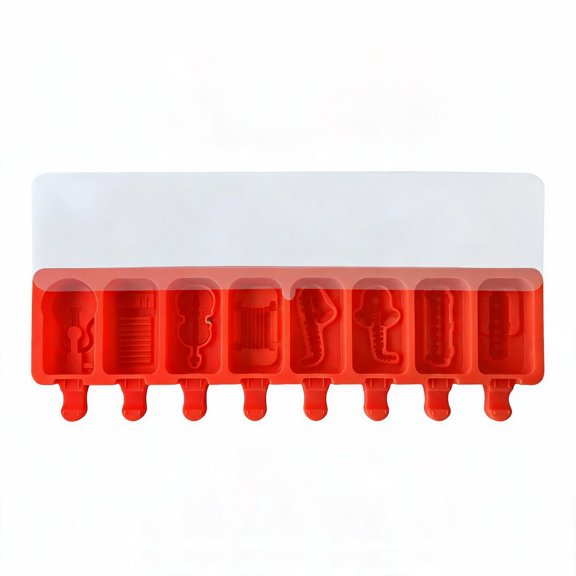 Flexible Instrument Popsicles Tray with 8 Cavities and Gentle Push Release for Milk, and Fruit Puree Recipes