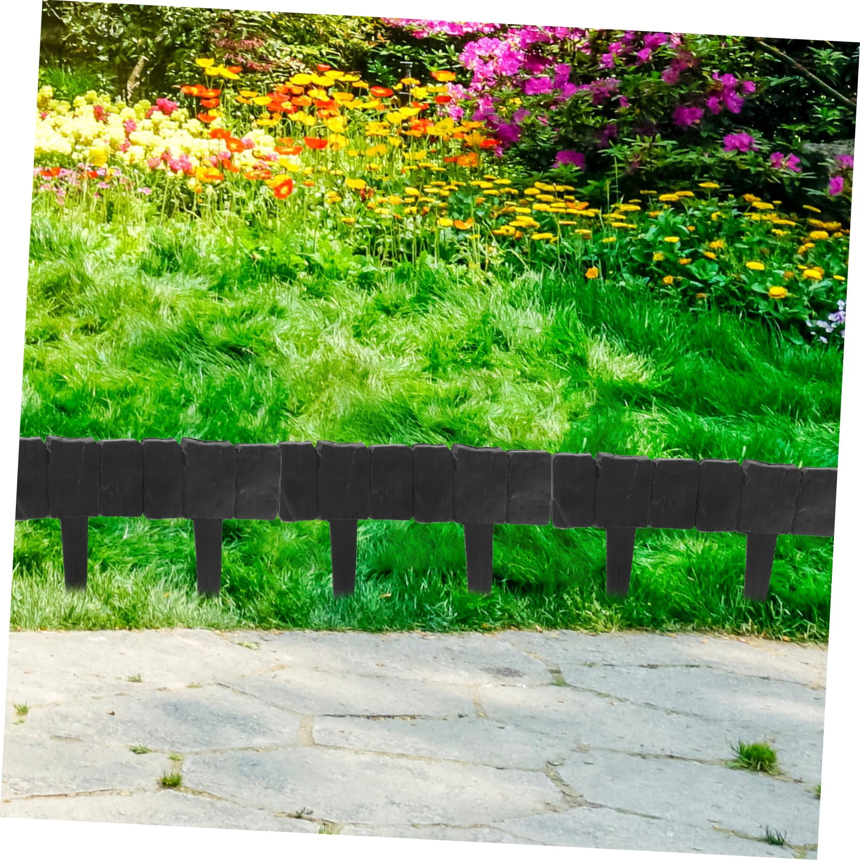 Flexible Interlocking Landscape Edging Border, 2026 New Stone Simulation Plastic Fence, No Dig Decorative Lawn Edge for DIY Yard Patio Flower Bed Landscaping