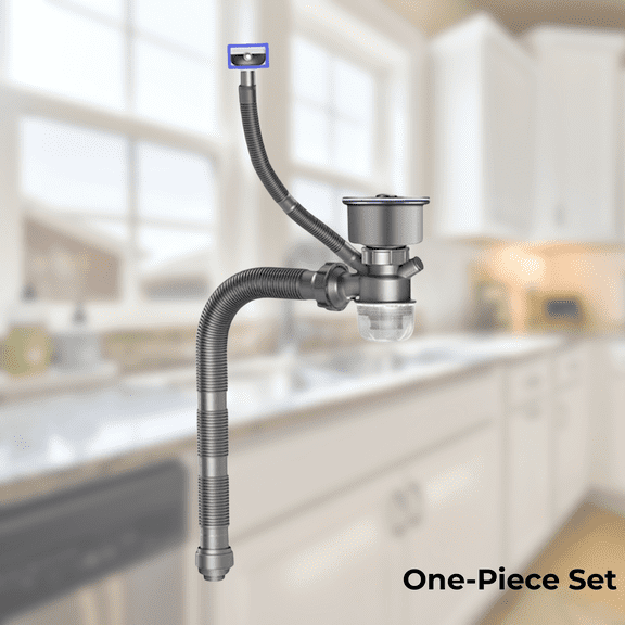 Flexible Kitchen Sink Drain Pipe Kit, Space Saving Anti-Odor Drain Hose with Expandable P-Trap for Sink Plumbing Replacement