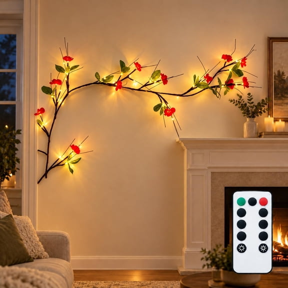 Flexible LED Branch Lights with Remote, Willow Vine Lights for Wall