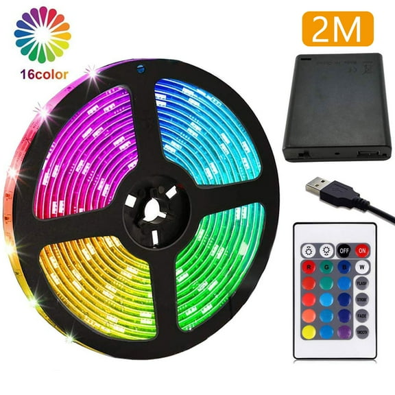 Flexible LED Strip Lights Battery Operated,6.6FT/3.3FT 2M/1M RGB SMD5050 LED Waterproof Light Strip Rope,Lights Color Changing LED Strip Kit for Home Bedroom DIY Party Indoor Outdoor