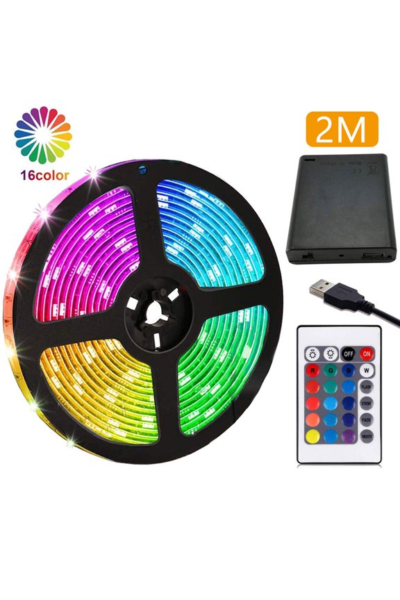 Flexible LED Strip Lights Battery Operated,6.6FT/3.3FT 2M/1M RGB SMD5050 LED Waterproof Light Strip Rope,Lights Color Changing LED Strip Kit for Home Bedroom DIY Party Indoor Outdoor