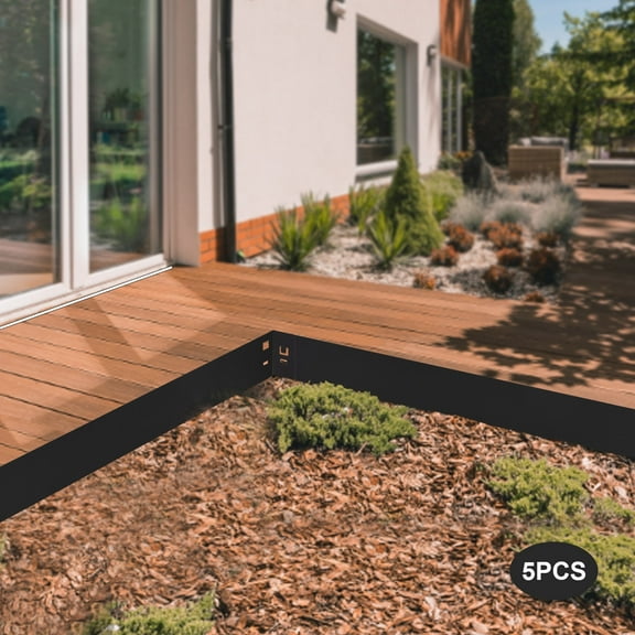 Flexible Landscaping Edging Kit - 5 Pieces Steel Lawn Border, Corrosion-Resistant, Bendable Garden Fence for Weed Control & Flower Bed Design, 16.25ft Total Length