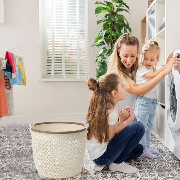 Flexible Laundry Basket with Handles, Portable Round Bin, Laundry Basket Storage Hamper, Portable Dirty Clothes Basket, Dirty Clothes Storage Basket Clothes Rack Laundry Basket (Coffee)