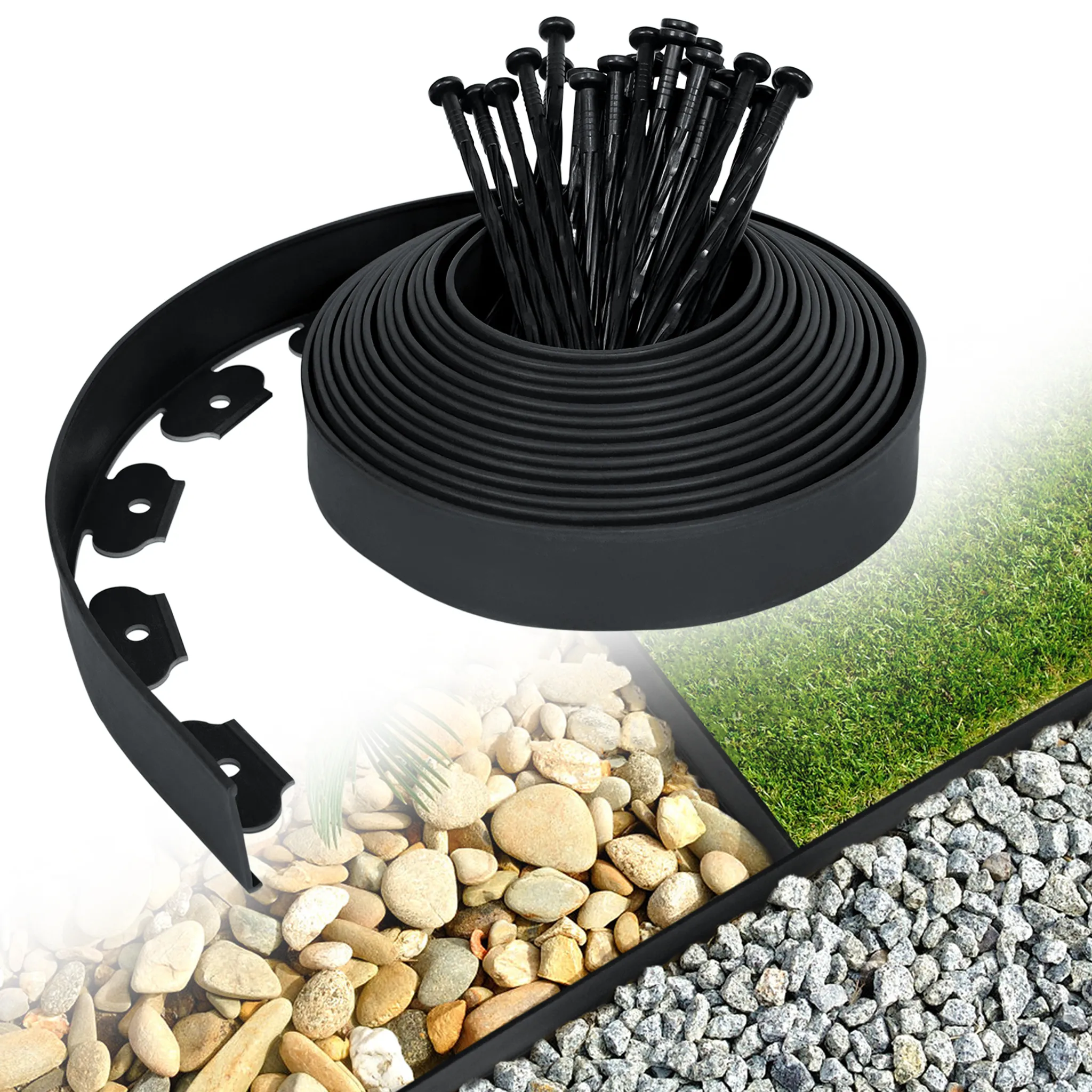 Flexible Lawn Edging Mowing Edging Bed Edging 10 m Plastic Paving ...