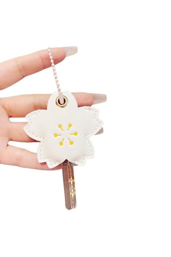 Flexible Leather Flower Shape Key Case Keychain PU Leather Access Card Keyring for Girl Women Key Protective Covers