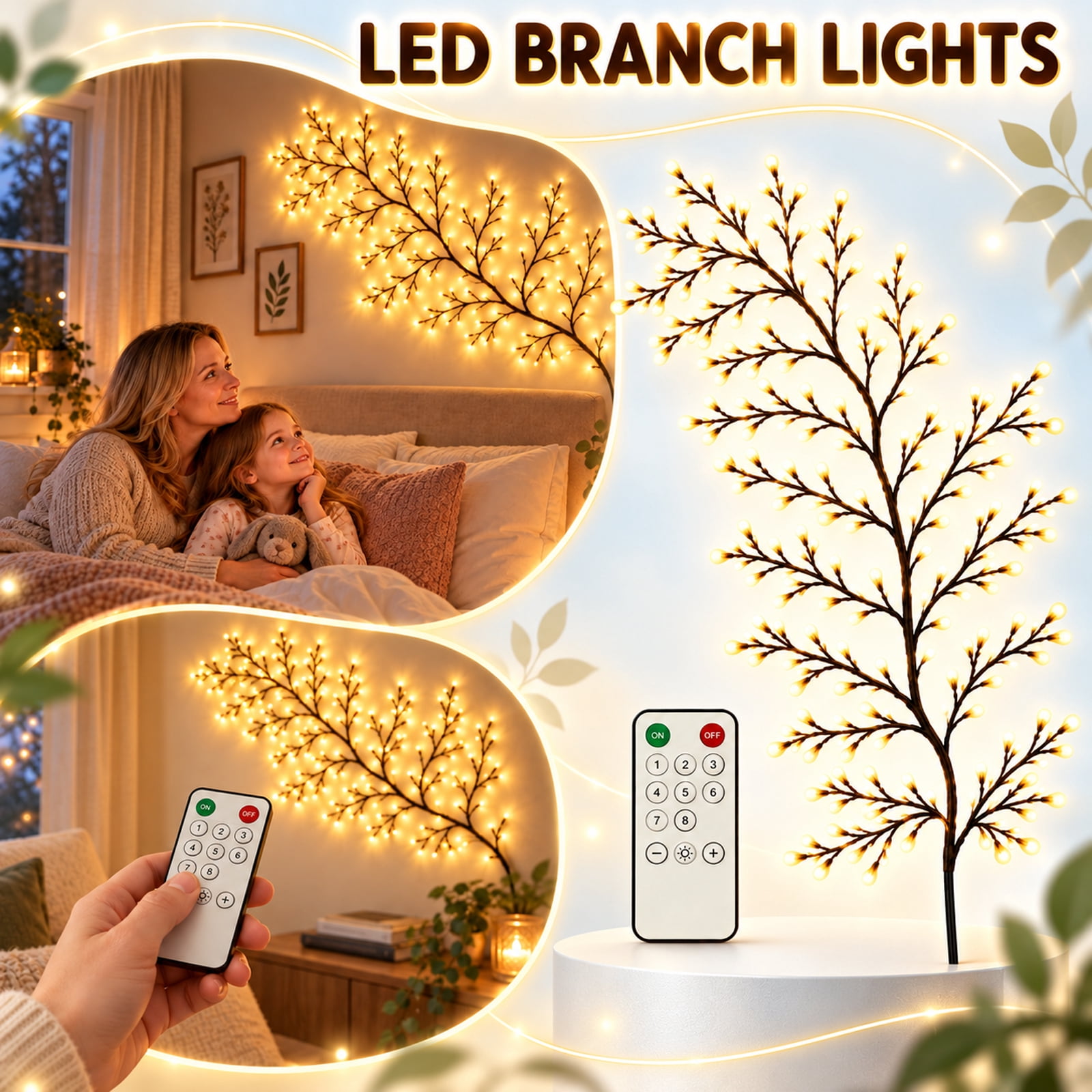 Flexible Led Tree Branch Fairy Lights with Remote, 7.5 Feet, Warm White ...