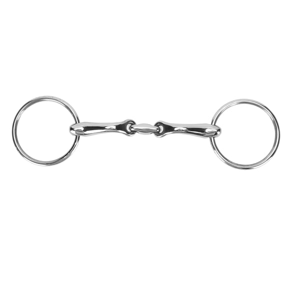 Flexible Linking Polished Stainless Steel O Ring Horse Mouth Snaffle Bit for Racing Training (11 inches / 27.9 cm)