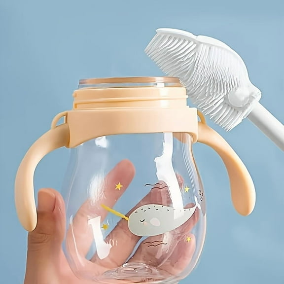 Flexible Long-Handle Silicone Bottle Brush – 360 °   Soft Bristles for Bottles, Tumblers, Baby Bottles & Glassware, Non-Scratch, Quick-Dry, Hygienic Cleaning Tool