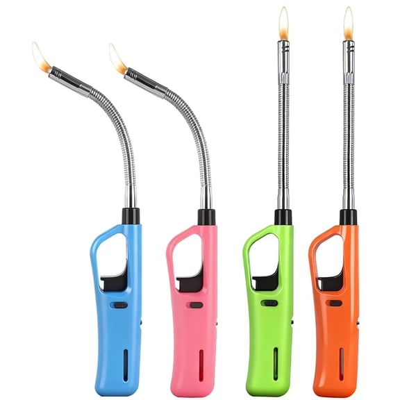 Flexible Long Nozzle Candle Gas Lighter for Kitchen Fireplace Pilot Light DIY BBQ Grill Stove (Butane Included)