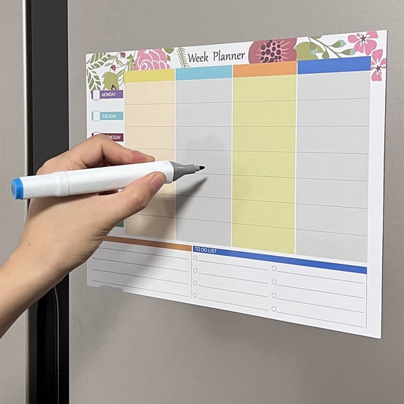 Flexible Magnetic Notepad with Markers, Reusable Refrigerator Calendar for Kitchen and Office, Dry Wipe Whiteboard for Home Organization, Easy to Clean and Reusable