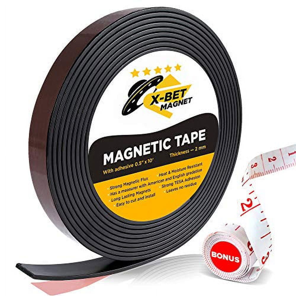 Magnetic Strip Tape 15Ft Flexible Roll Adhesive Backed Magnet Strong Sticky  Back