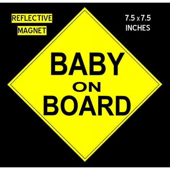 Flexible Magnets Large Reflective "BABY ON BOARD Car Magnet, 7.5"x7.5", Automotive Decals & Stickers
