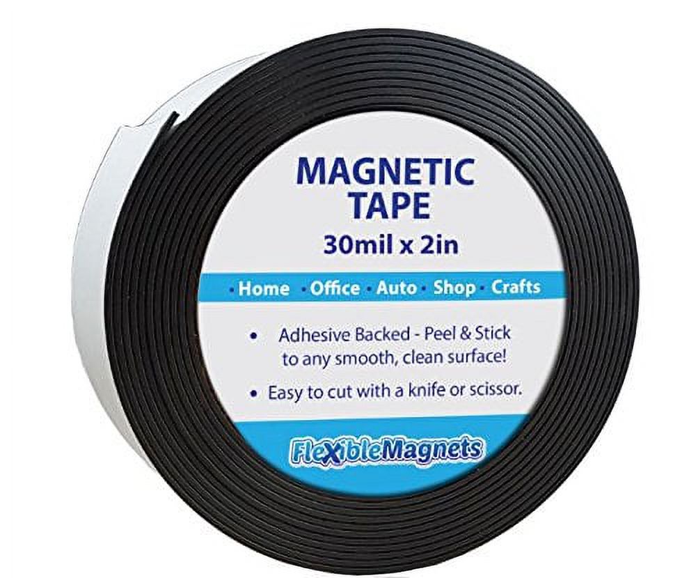 Flexible Magnets New 10 Feet Adhesive Magnetic Strip - 2 wide Adhesive  Back 30 Mil thick.
