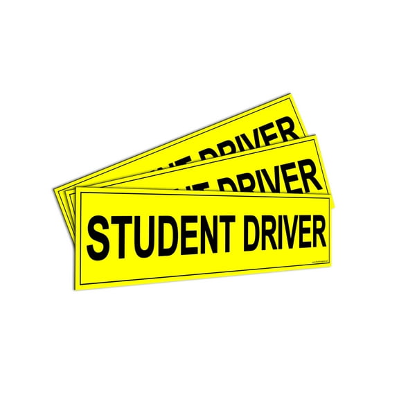 Flexible Magnets Student Driver Magnet Automotive Decals & Stickers, 12" x 3" (3 Pack)