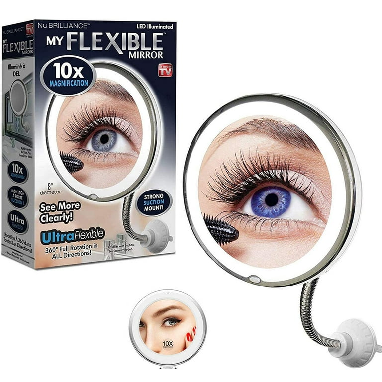 Flexible Makeup Mirror LED 10x Magnifying Vanity Gooseneck Mirror for Home  Bathroom Travel 
