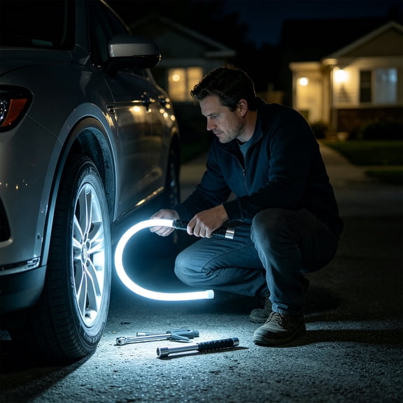 Flexible Mechanic Work Light, Rechargeable LED Flashlight Stick With 360 Degree Bending Gooseneck Design Strong Illumination, Inspection Lamp for Car Repair Garage Camping