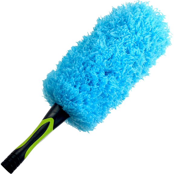 Flexible Microfiber Feather Duster | 17-inch Brush Head with Hand-Grip | Lightweight, Attracts Dust | Twists onto Standard Acme Threaded Pole | (Duster Attachment Only, No Pole)