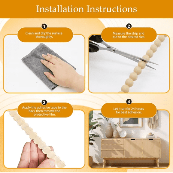 Flexible Molding Trim Peel and Stick for Walls 118.11 inch, Decorative Bead Pearl DIY Wall Trim for Bathroom Mirror Frame Backsplash Tile Cabinet E