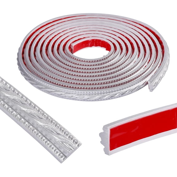 Flexible Molding Trim Wall Trim 16.4 Feet Black and Silver Textured Flexible Moulded Trims Self Adhesive Peel and Stick Trim Molding