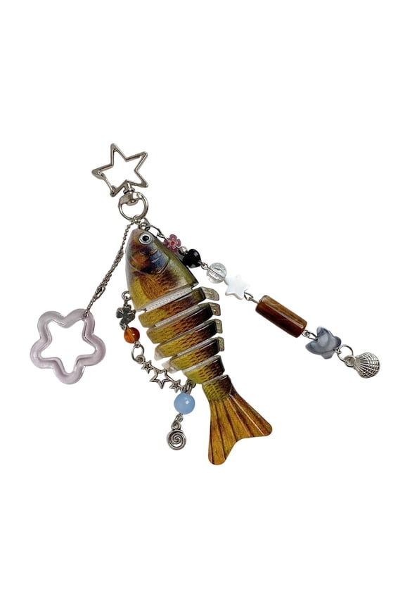 Dynamic Swinging Fish Shaped Keychain Dynamic Fish Charm Key Holder Handmade Fishing Enthusiast Unisex Bag Accessory