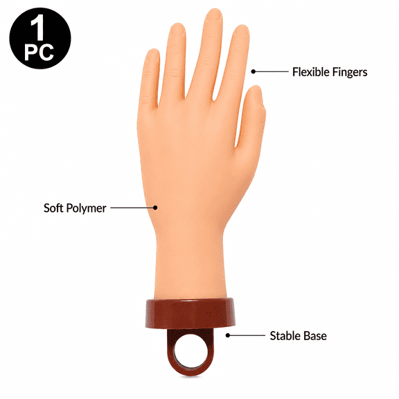 Flexible Nail Art Practice Hand Training Model Display, Left, 1pc