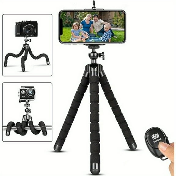Flexible Octopus Tripod, Small Phone And Camera Holder With Sponge Grip, 360° Rotating Mini Octopus Stand For Photography And Videography, Portable Adjustable Stand With Universal Clip