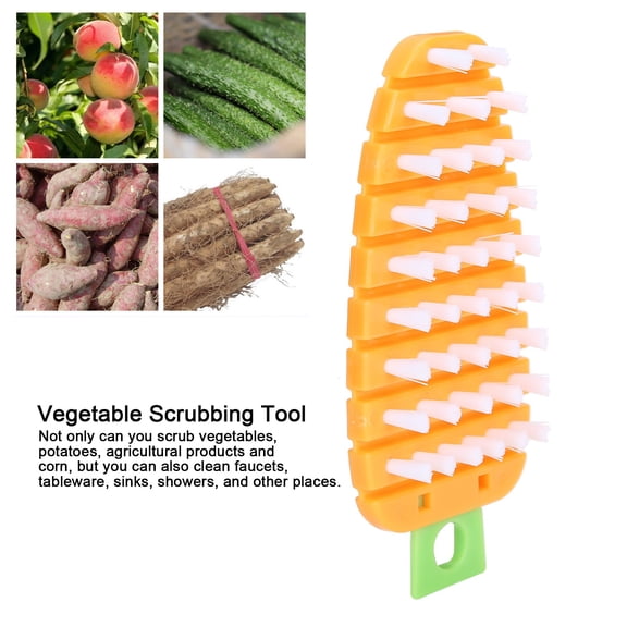 Flexible PP+PE Carrot Shaped Vegetable and Fruit Scrubbing Brush with Hanging Hole - Kitchen Cleaning Tool for Potatoes, Corn, and Produce