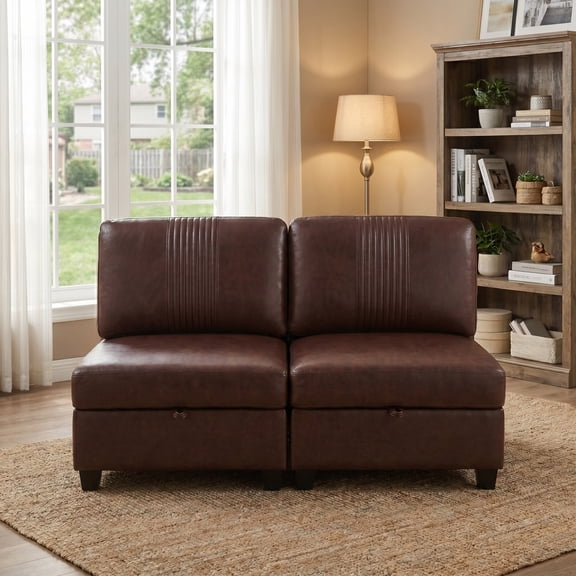 Flexible PU Modular Sofa , Convertible Shapes, Storage & Sleeper Function for Living Room-2seats