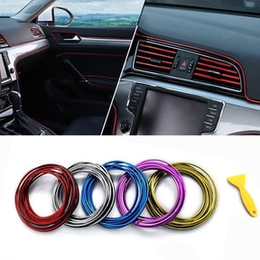 Flexible PVC Car Interior Trim Strip, Electroplated Bright Decorative Molding Line, Dustproof Noise Reduction Gap Filler for Door, Center Console & Dashboard, Auto Interior Accessories