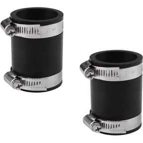 Flexible PVC Pipe Coupling Connector Replacement 2Pcs Black Rubber Pipe Connector Fittings with Stainless Steel Clamps for 1-1/4" Pipe (Inner Dia. 40mm/1.6in)