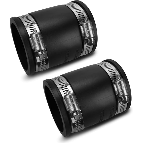 Flexible PVC Pipe Coupling with Rubber Hose Clamps for Flex Coupling 1-1/2 Inch Nominal Pipes Drain Repair, Dust Hose,Plumbing Connection,Cast Iron,Plastic Pipes Upgrade, PVC Condensate Pipe Coupler