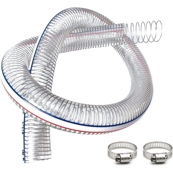 Flexible PVC Suction Tubing 6.5 Feet 2" ID Heavy-Duty Steel Wire Reinforced