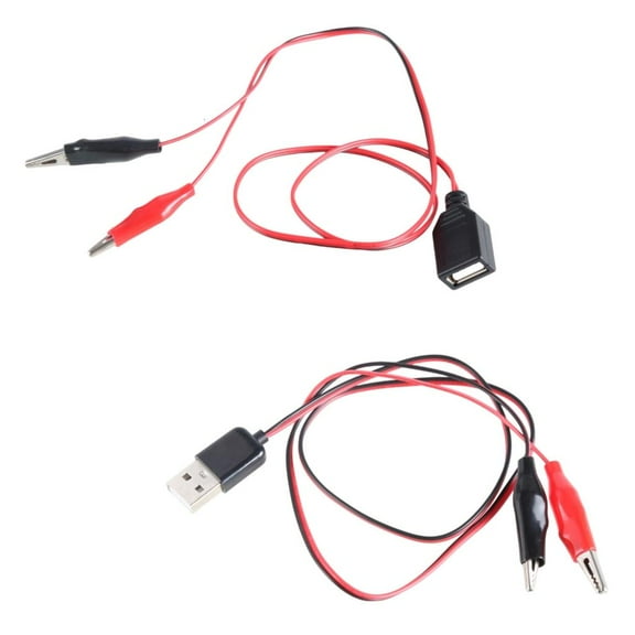 Flexible PVC USB To Double Alligators Clamps Cables for Charging Security Cameras