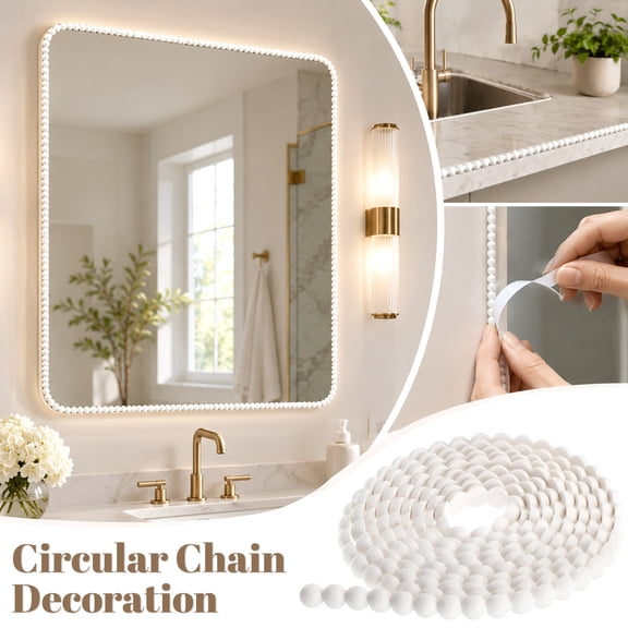 Flexible Pearl Beaded Trim Self-Adhesive Decorative Wall Molding for Mirror Frame Backsplash Cabinet Ceiling TV Edge DIY Home Decor (1 Strip)